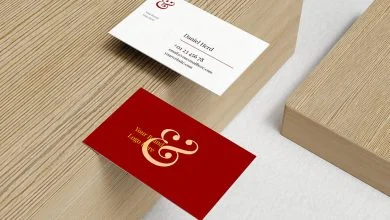 Business Cards on Wood Mockup Set