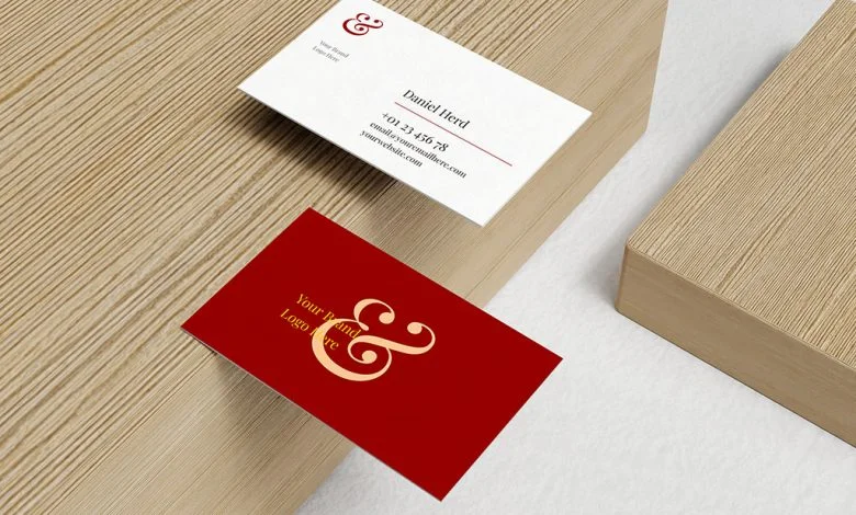 Business Cards on Wood Mockup Set