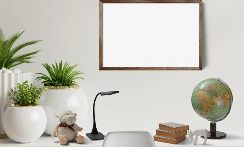Desk Scene with Picture Frame Mockup Download | Mockup Free PSD Desk Scene with Picture Frame Mockup