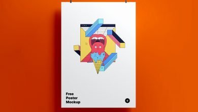 Hanging, vertical Poster Mockup