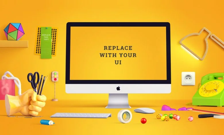Playful iMac Scene Mockup
