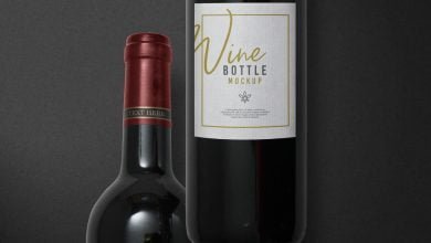 Red Wine Bottle with Label Mockup