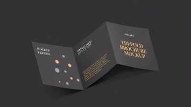 Square tri-fold Brochure Mockup Set