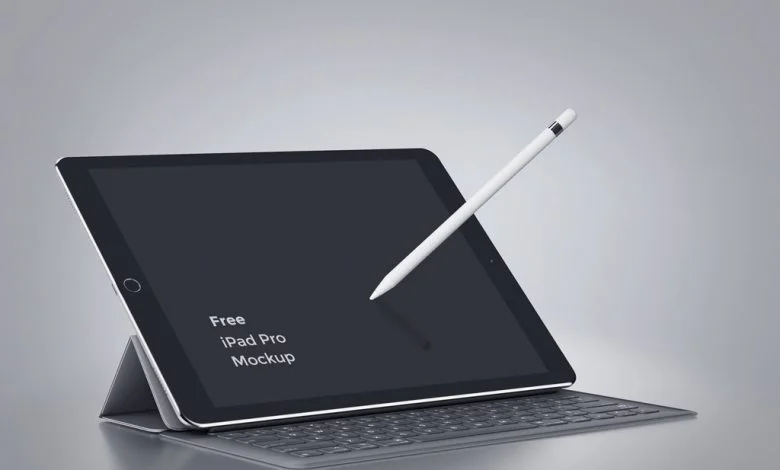 iPad Pro with Keyboard and Pencil Mockup Set Download | Mockup Free PSD iPad Pro with Keyboard and Pencil Mockup Set