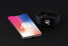 Photo of iPhone X with Apple Watch (Series 3) Mockup Download