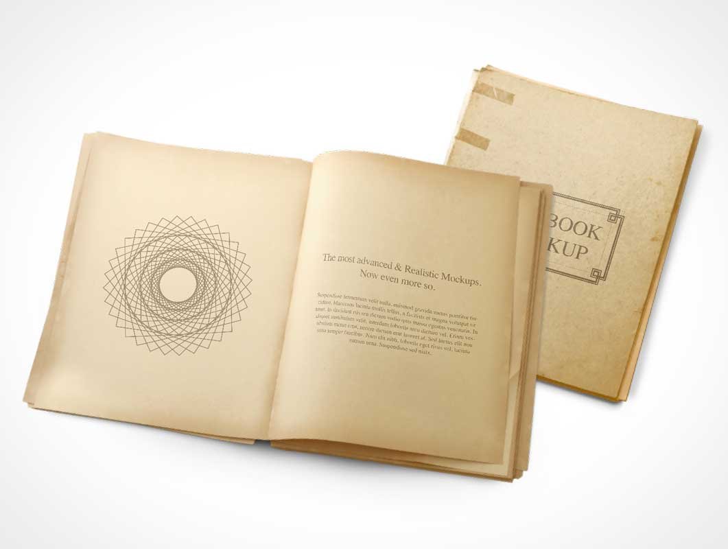 Old Vintage Booklet PSD Mockup | Mockup Free PSD Old Vintage Booklet PSD Mockup