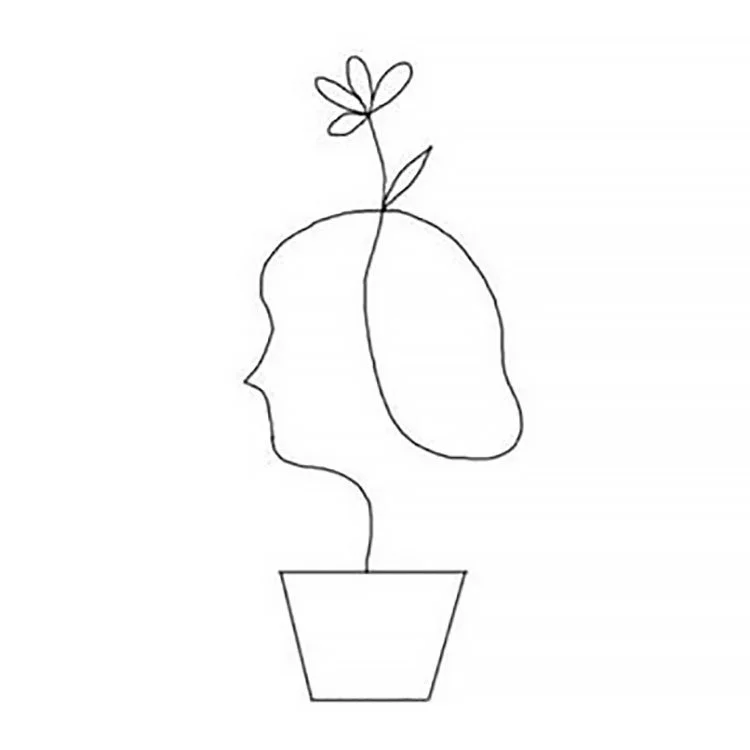 easy sketches to draw - FACE IN FLOWER POT