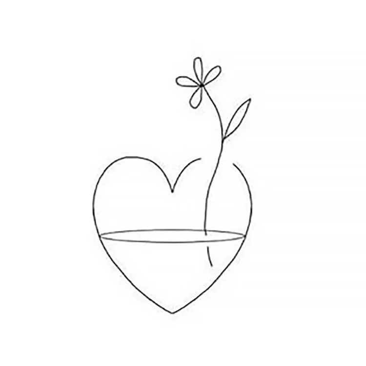 easy sketches to draw - FLOWER IN HEART