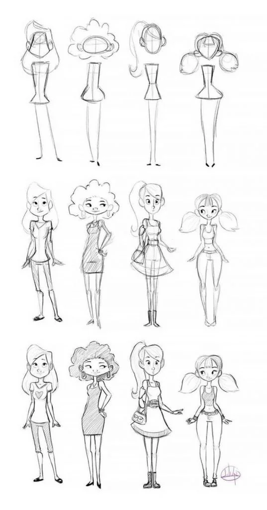 easy sketches to draw - GIRL CHARACTERS