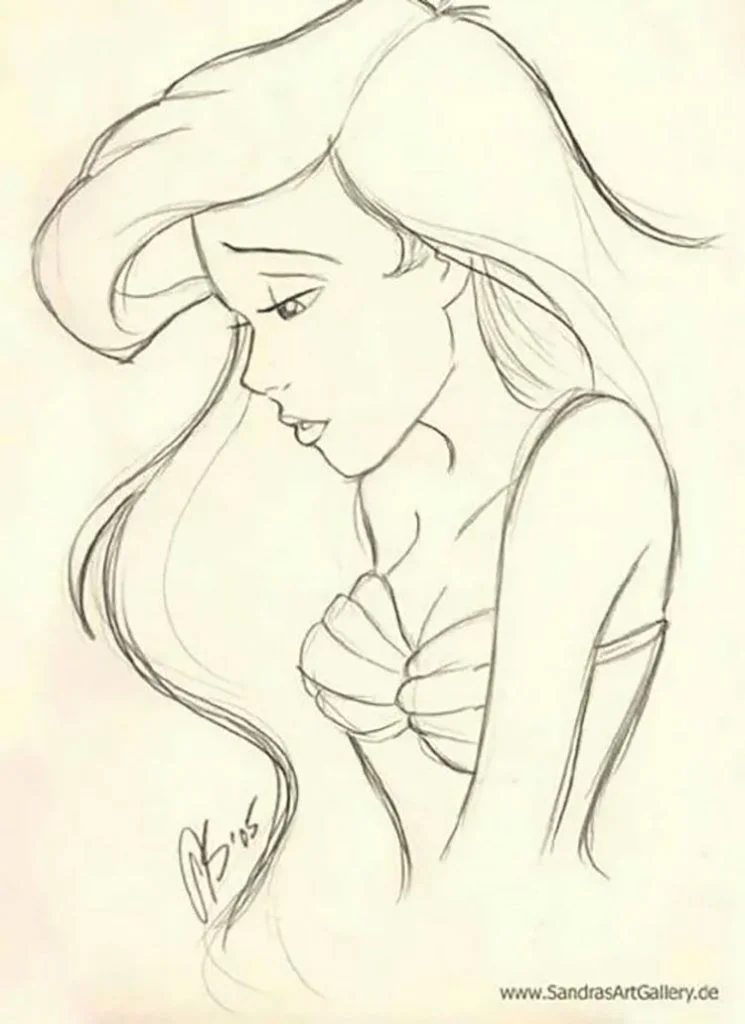 easy sketches to draw - THE LITTLE MERMAID