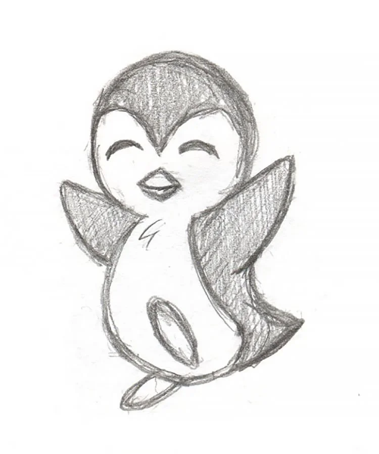 easy sketches to draw - TINY PENGUIN