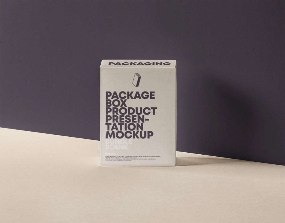 Standing Cardboard Box Mockup Template – Free PSD