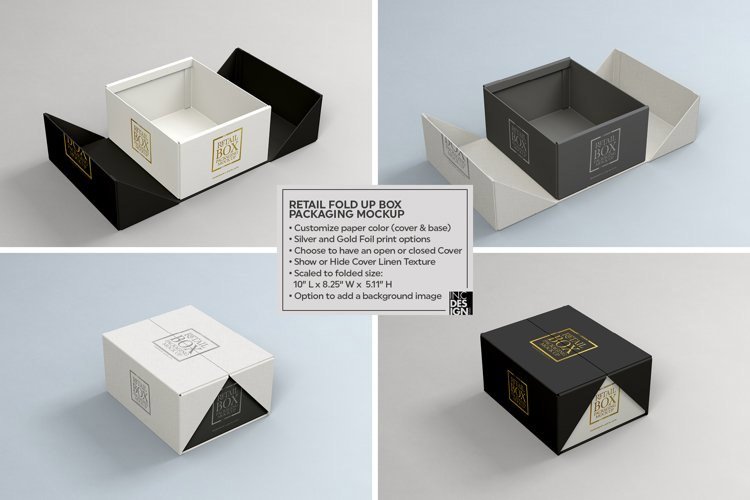 Luxury Retail Packaging Box - 4 Mockup Views