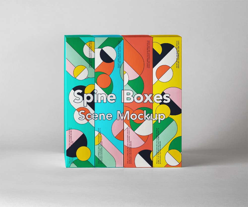 Spine Boxes Packaging Mockup – Free PSD