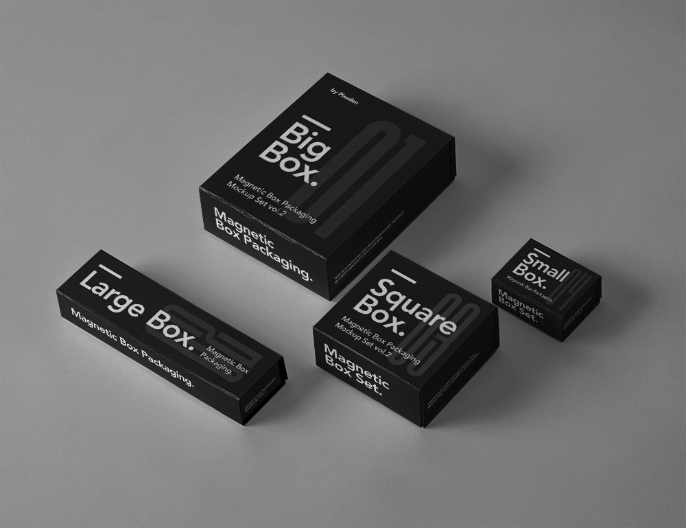 Magnetic Boxes Mockup Set – Free PSD