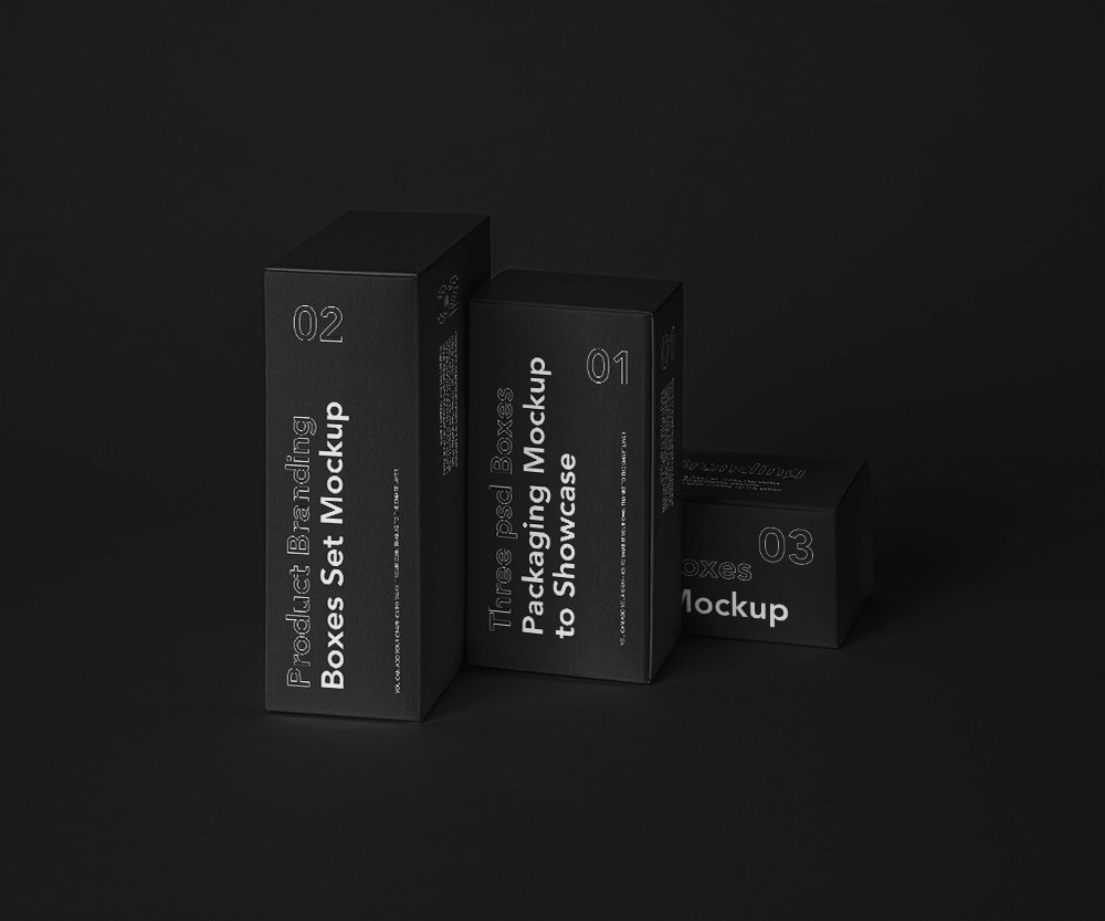 3 Product Boxes – Free Mockup