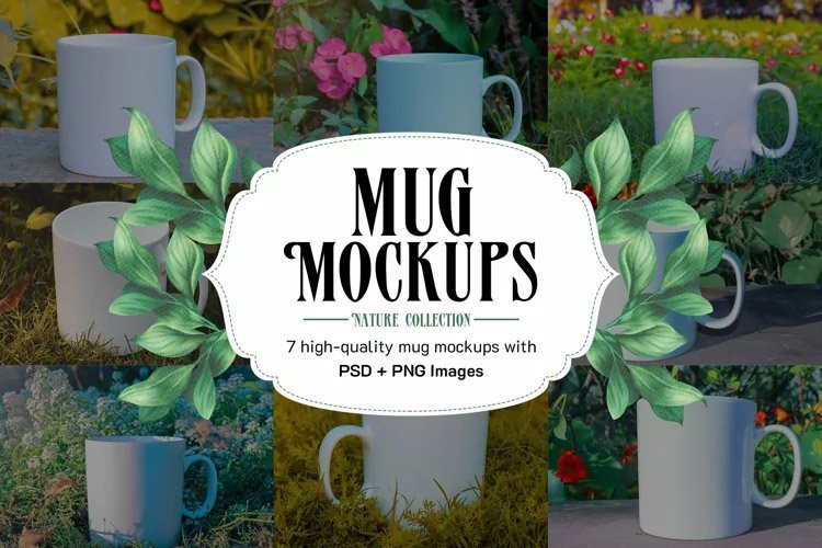 Ceramic Mug Mockups in Nature - PSD Bundle