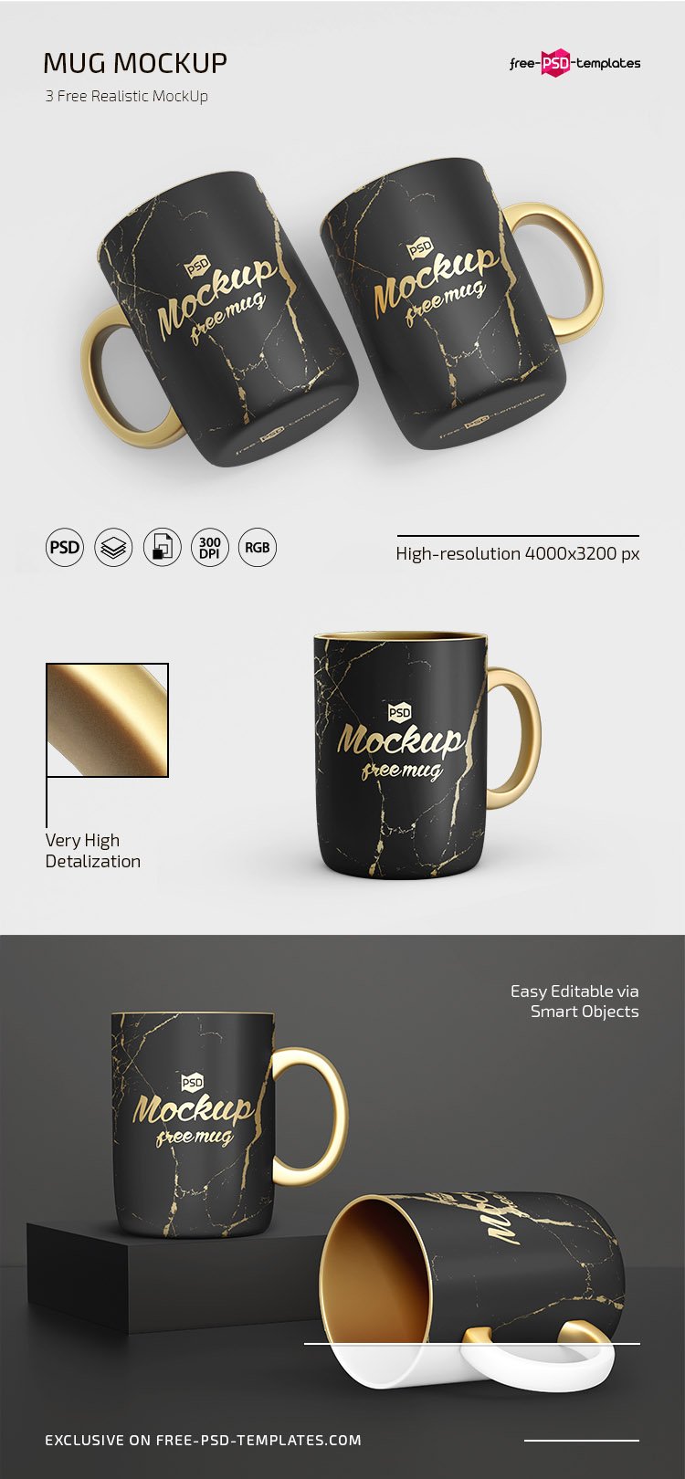 Modern Mug Mockup - Free Set of 3