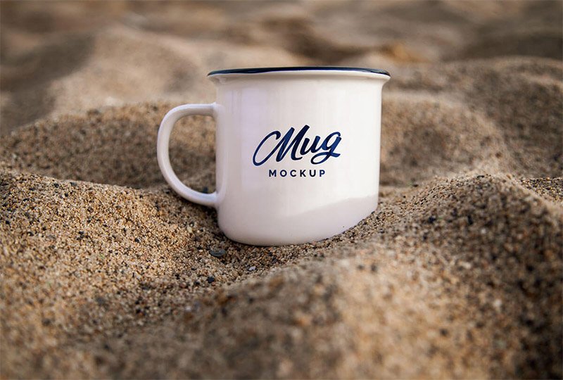 Mug in Sand - Free Presentation Mockup