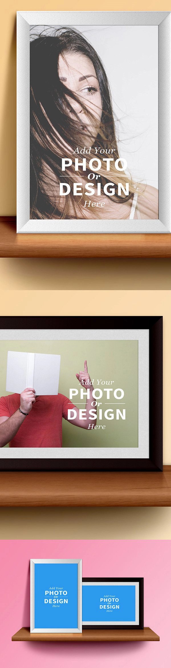 Photo Frames On The Shelf PSD