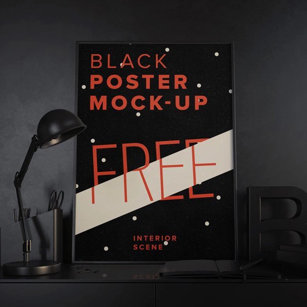 Black Poster Mock-up Template