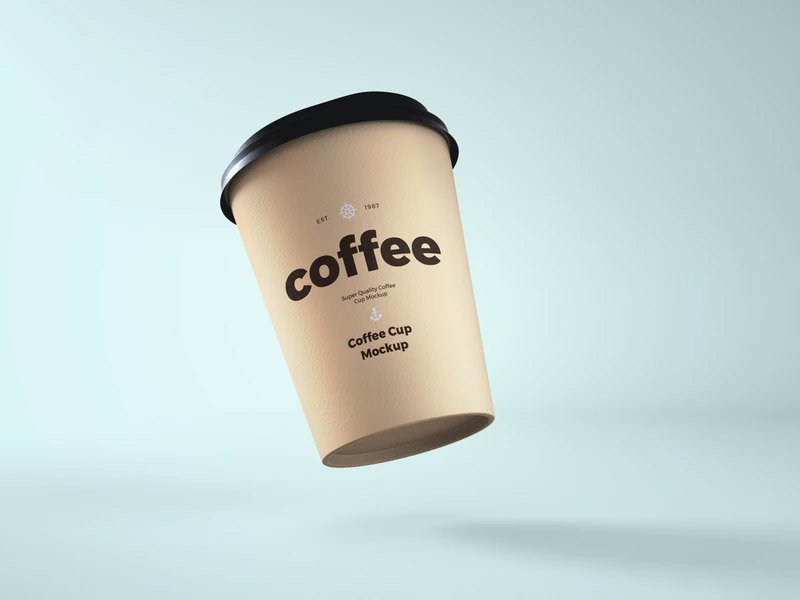 Free Floating Coffee Cup Mockup